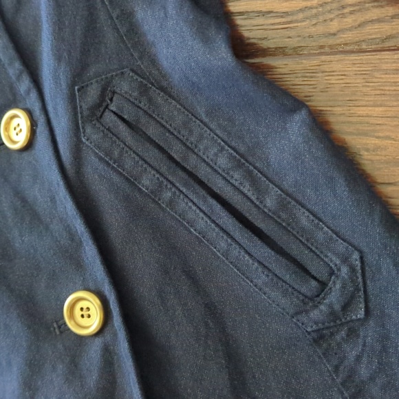 J. CREW I Navy Blue Indigo Metallic Pea Coat Double Breasted Jacket, 4 - Picture 12 of 16